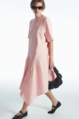 cos pink midi dress GATHERED JERSEY MIDI DRESS - PINK